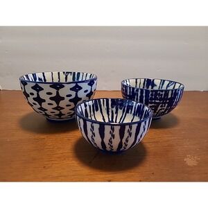 West Elm Set of 3 Indigo Blue Tie Dye Nesting‎ Bowls